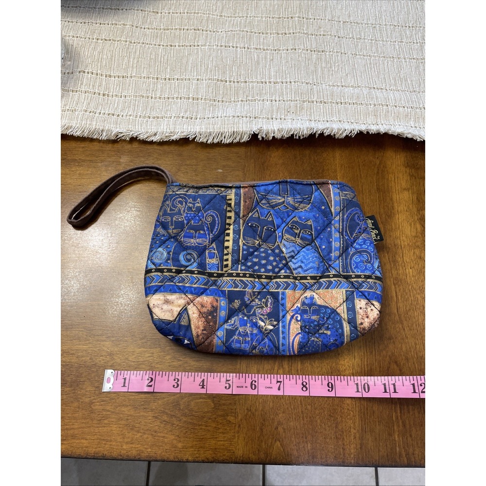 Laurel Burch Quilted Wristlet Or Small Bag‎ Indigo Cats